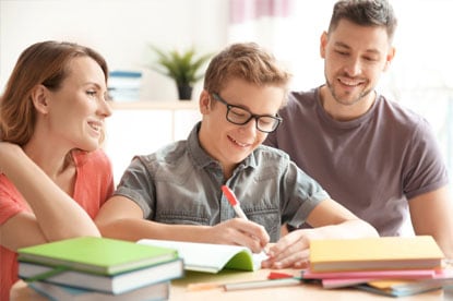 Middle school students studying with his learning coaches